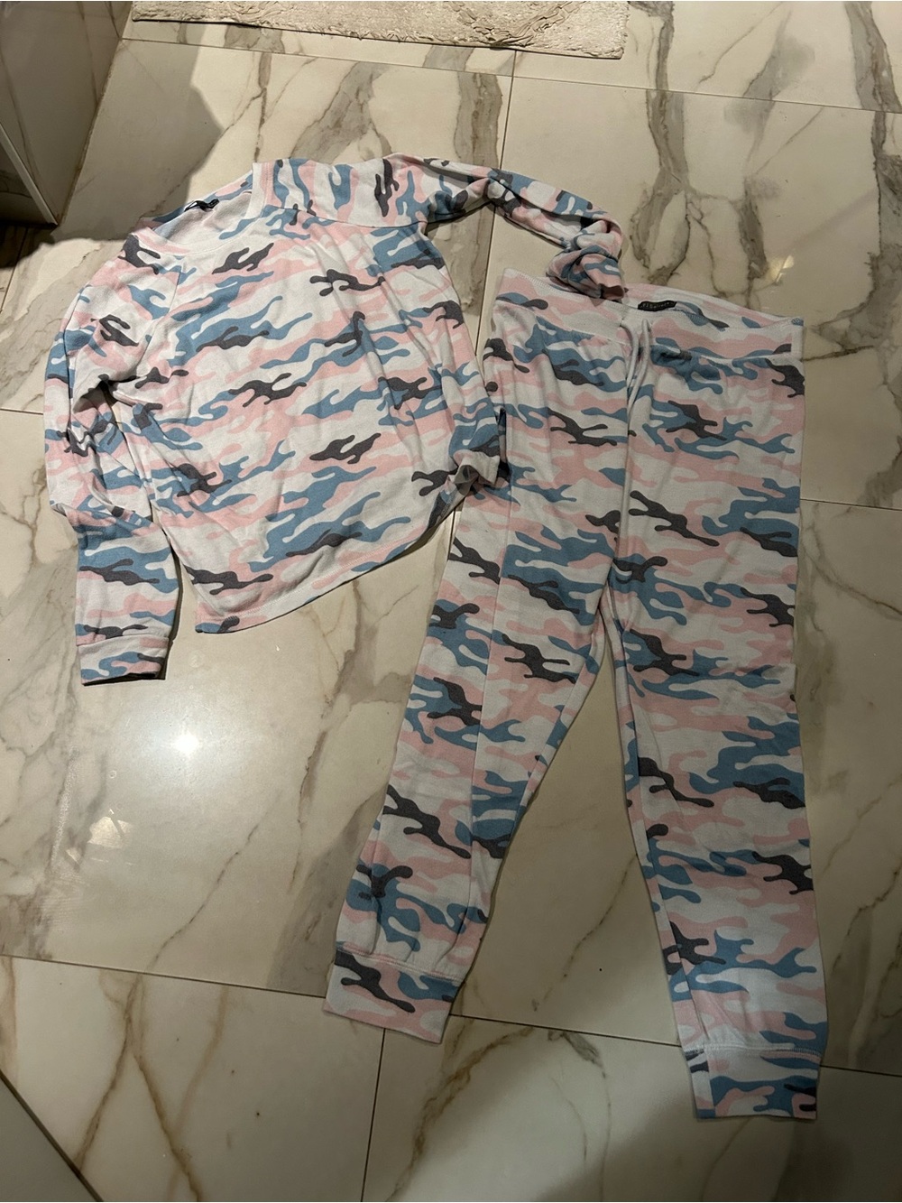 PJ Salvage Camo Sweatpants & Top - Pink, Blue, Gray